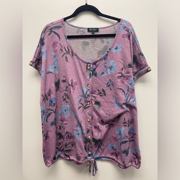 ✨ 4 for $30 ✨ Lily Morgan Lilac Floral tie Knot Bottom Top Super Soft Size 3x - Picture 1 of 5